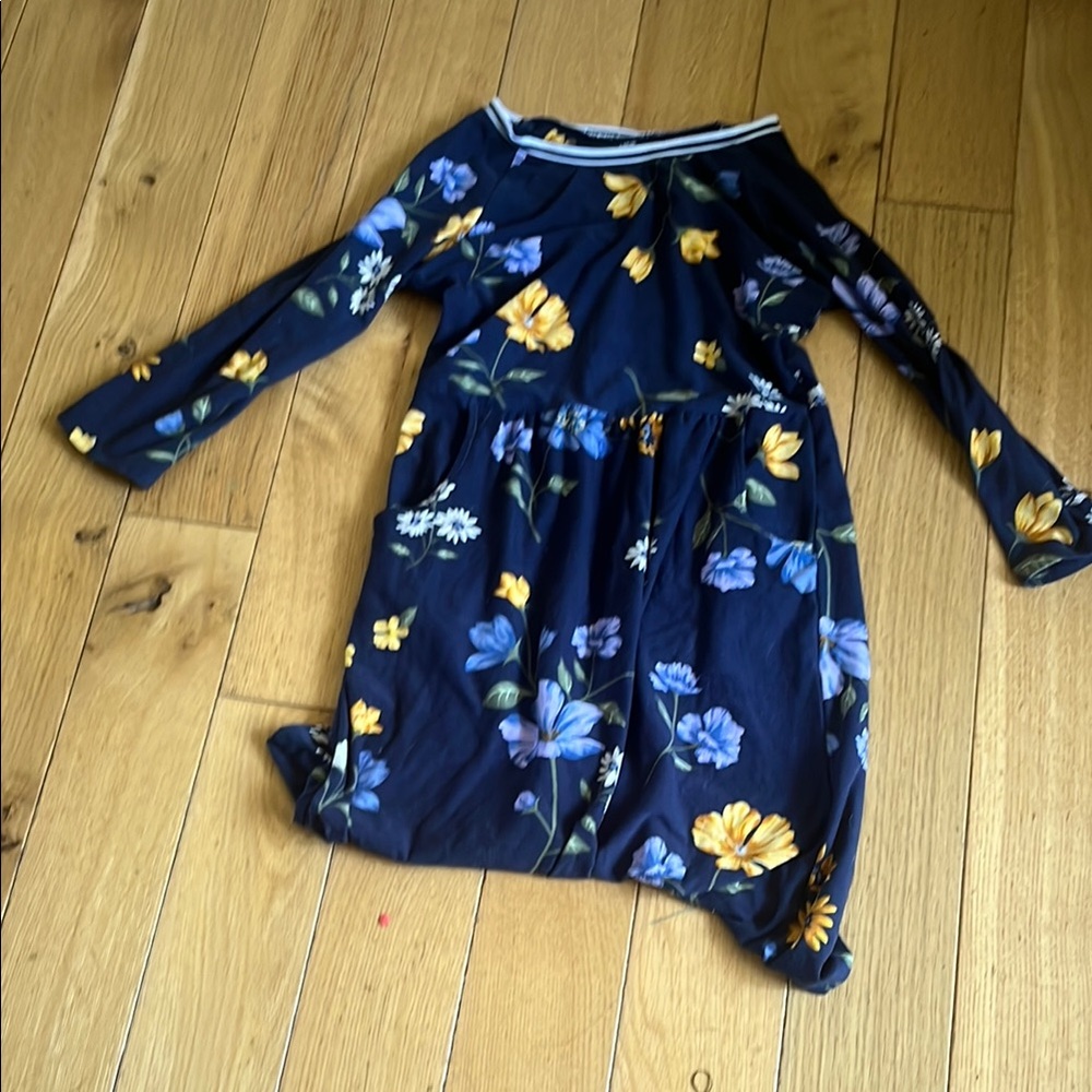 Charming Floral Kids Dress - Navy and Yellow